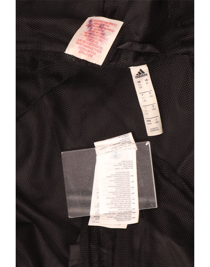 Jachetă de ploaie cu glugă Adidas pentru băieți 11-12 ani, nailon negru