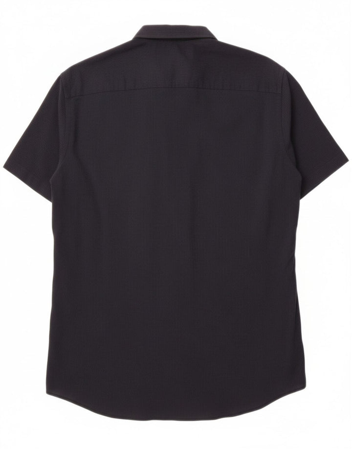 ARMANI EXCHANGE Mens Short Sleeve Shirt Medium Navy Blue Pinstripe Cotton