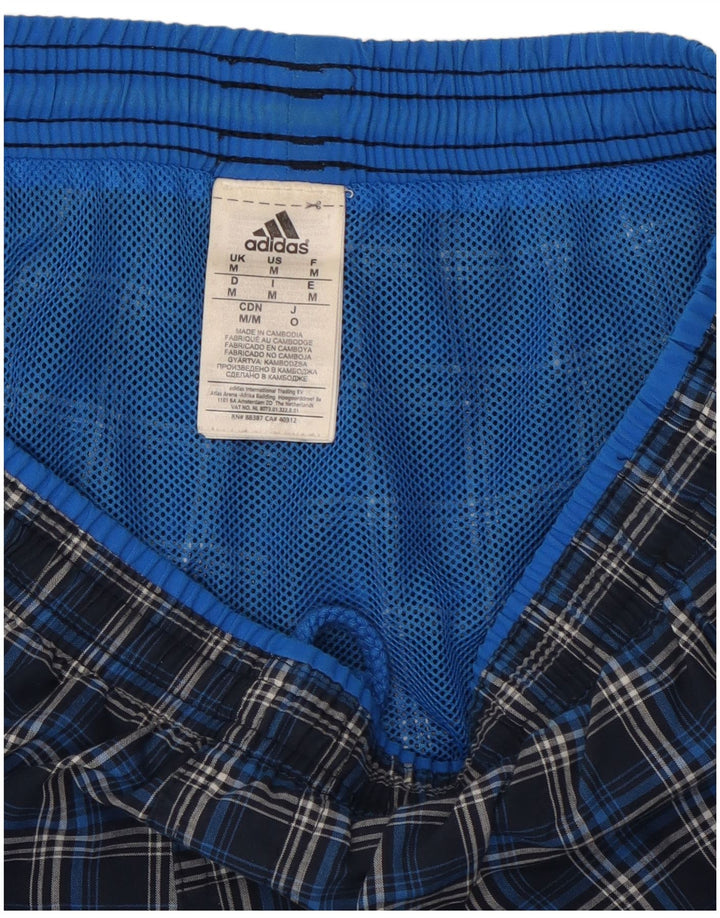 Pantaloni scurți sport Adidas pentru bărbați, poliester cu carouri medii bleumarin