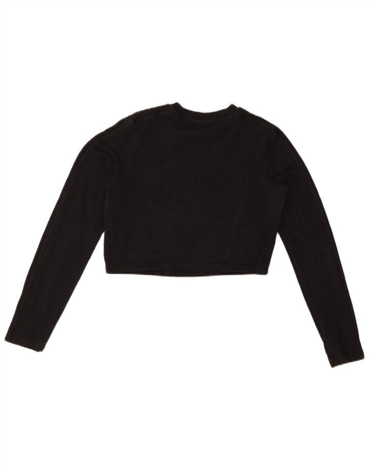 ADIDAS Crop Top pentru femei cu mânecă lungă UK 16, mare, negru, bumbac