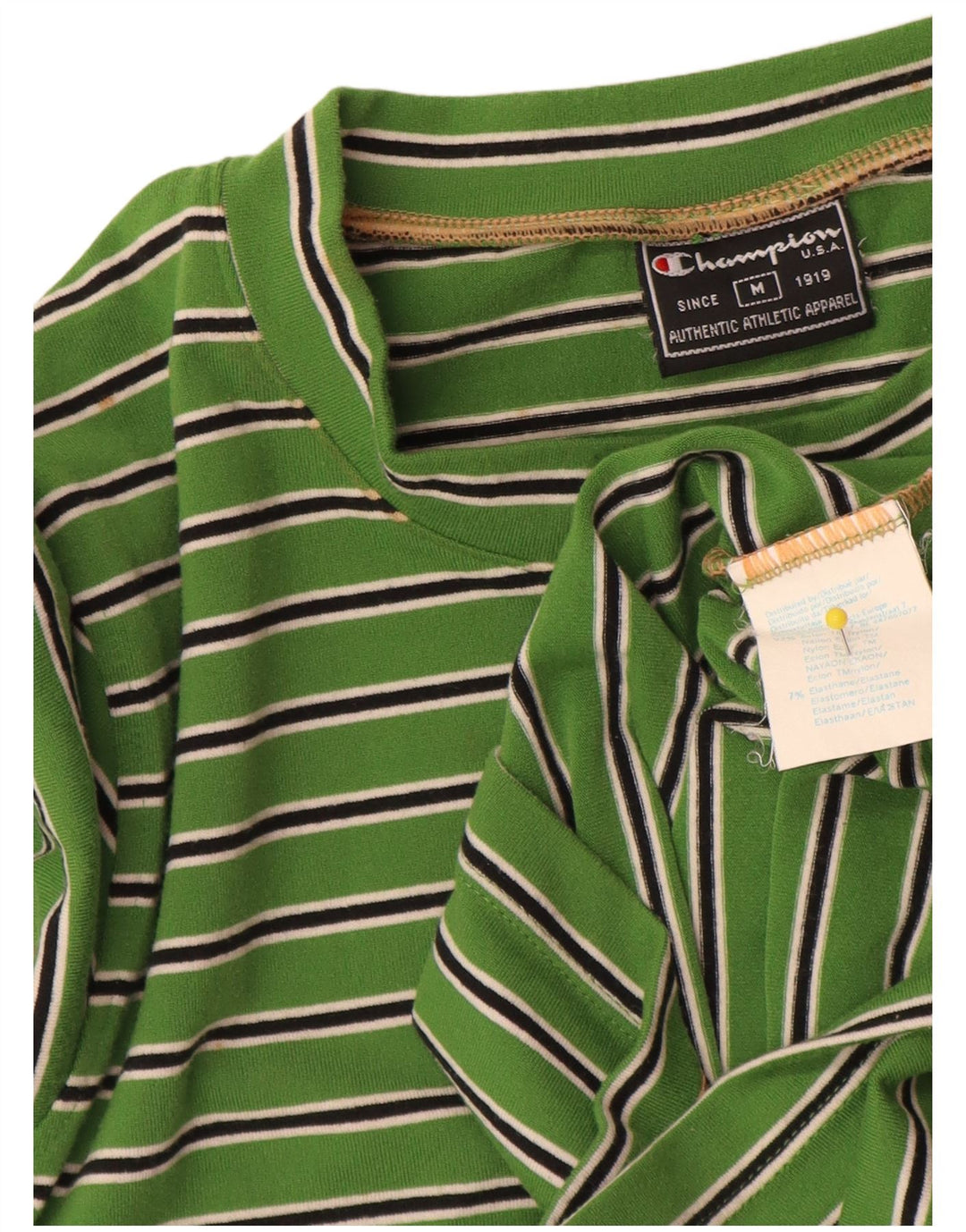 Top pentru femei Champion cu mânecă lungă UK 12 Medium Green Striped Nylon