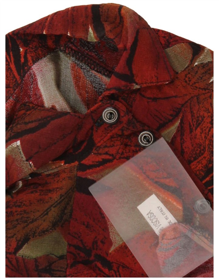 Bluză cu cămașă pulover vintage pentru femei UK 16 mare, roșu, florală, viscoză