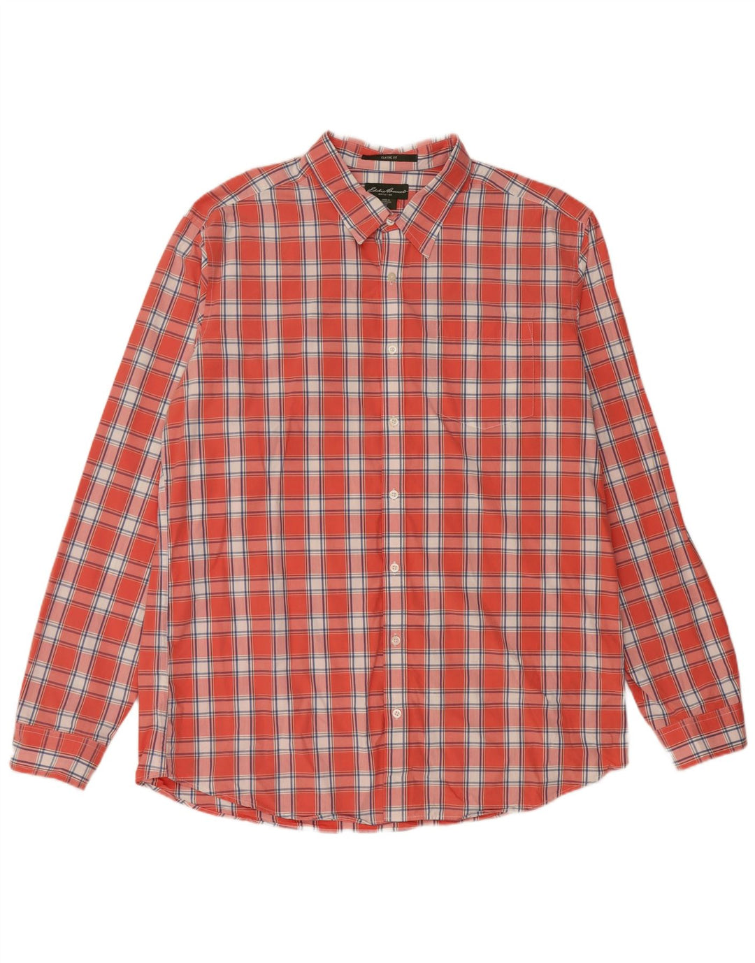 Cămașă pentru bărbați EDDIE BAUER Tall Classic Fit XL Orange Check Bumbac