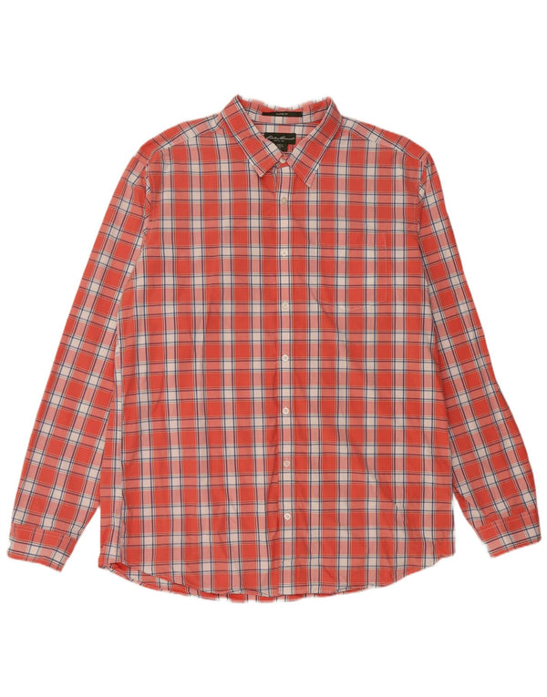 Cămașă pentru bărbați EDDIE BAUER Tall Classic Fit XL Orange Check Bumbac