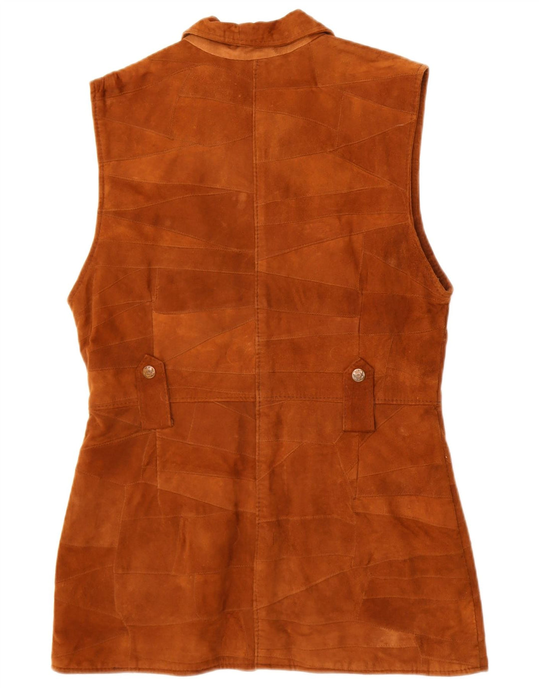 Gilet vintage pentru femei de piele intoarsa UK 14 maro mediu din piele