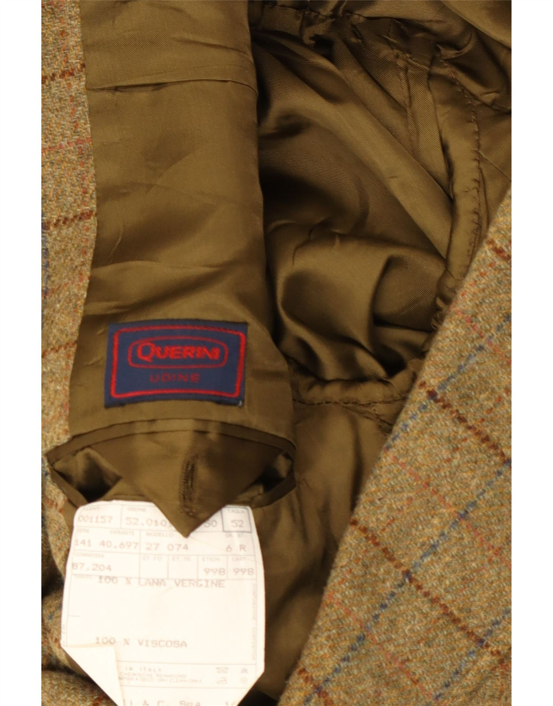 Jachetă pentru bărbați VINTAGE cu 3 nasturi IT 52 XL Kaki Check Lână