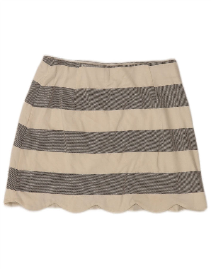 Fusta mini Topshop pentru femei UK 10 Small W28 Off White Striped Viscose
