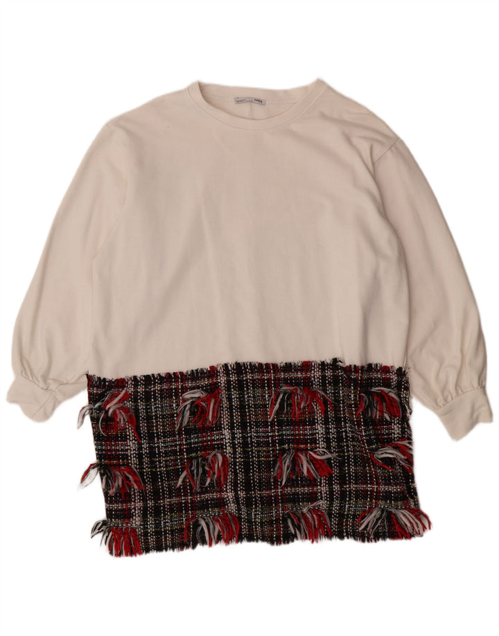 Pulover supradimensionat pentru femei ZARA UK 14 Medium White Colorblock