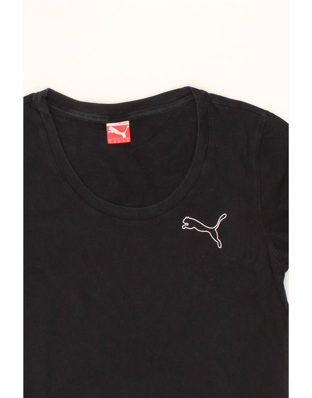 PUMA Womens T-Shirt Top UK 10 Small Black Cotton Vintage Puma and Second-Hand Puma from Messina Hembry 