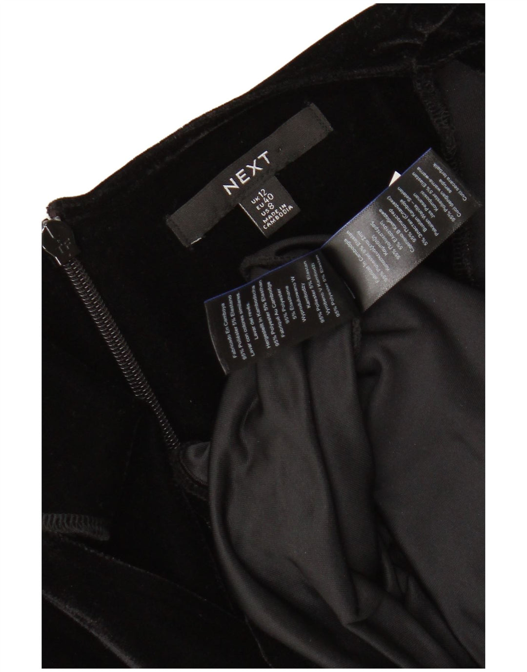 NEXT Rochie bodycon cu mâneci lungi din velur pentru femei UK 12 Poliester mediu negru