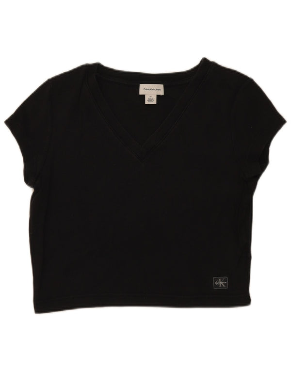 Tricou Crop pentru femei Calvin Klein, UK 14, bumbac negru mare