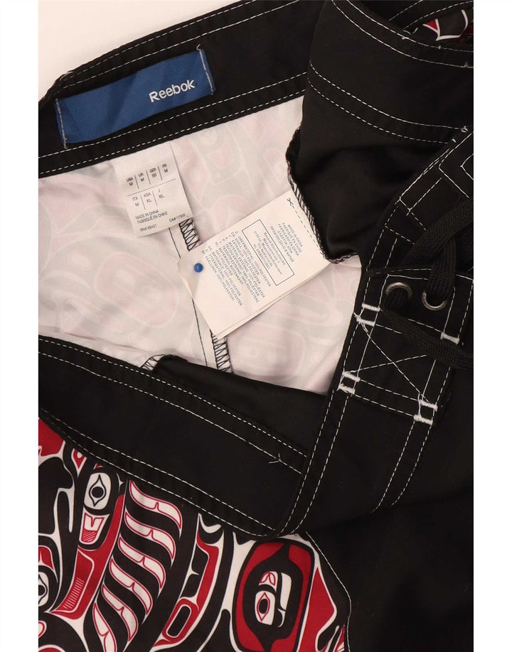 Pantaloni scurți de înot Reebok pentru bărbați, poliester geometric negru mediu