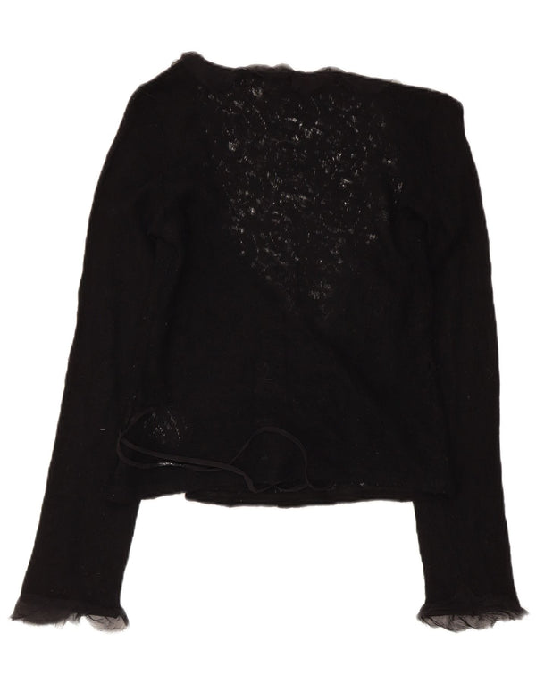 Max & Co. Pulover cardigan crop pentru femei UK 14 Lână virgină mare neagră