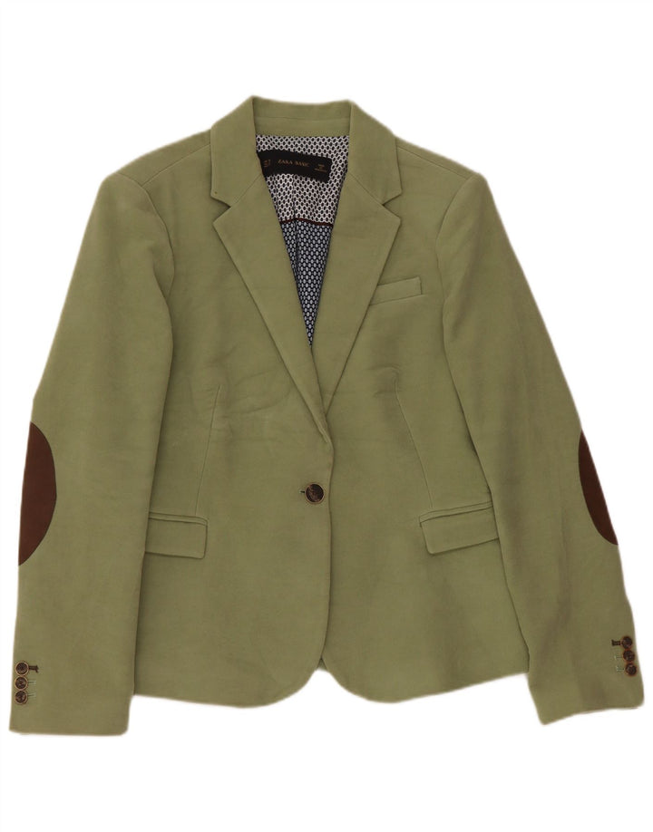 Blazer pentru femei Zara cu 1 nasture, UK 18 XL, bumbac verde