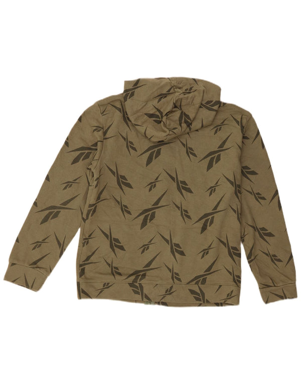 Pulover Reebok pentru băieți Graphic Zip Hoodie 15-16 ani XL Kaki Bumbac