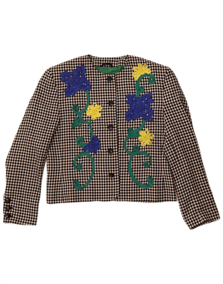 PORTARA Jachetă Blazer Crop 5 Buttons pentru femei EU 38 Medium Black Check