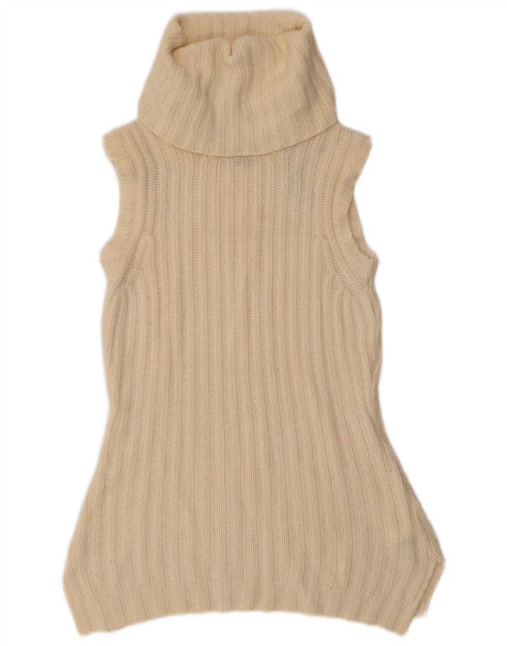 Pulover pentru femei fără mâneci cu gât rulat Massimo Dutti UK 12 Bej mediu