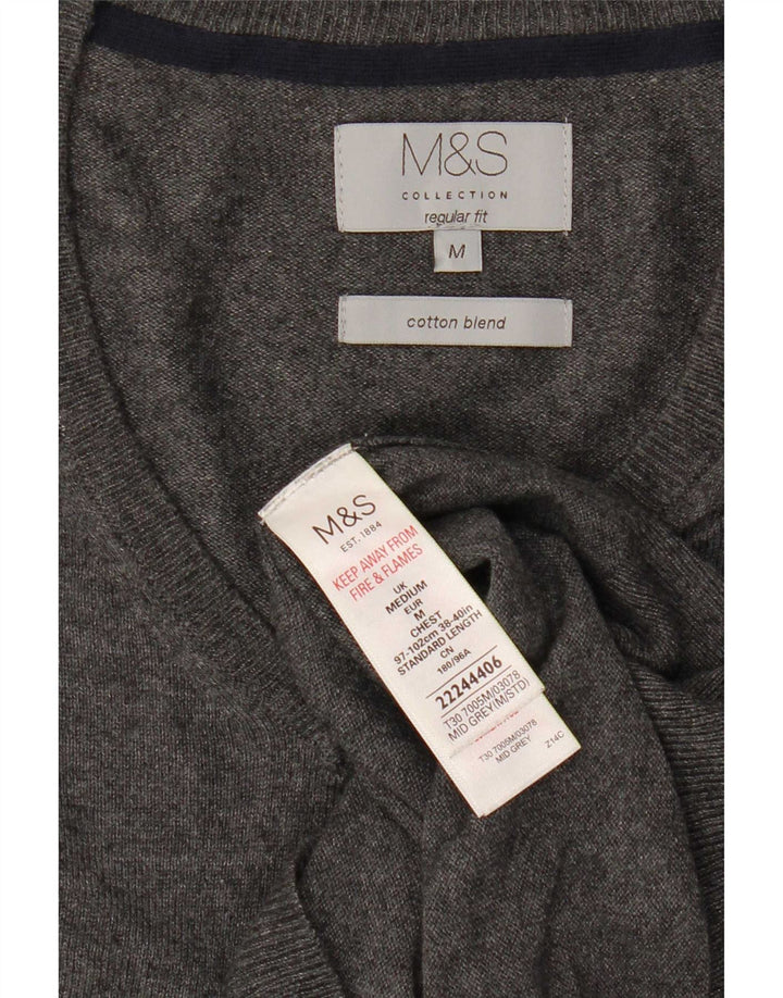Pulover cu decolteu în V Marks & Spencer pentru bărbați, bumbac, gri mediu
