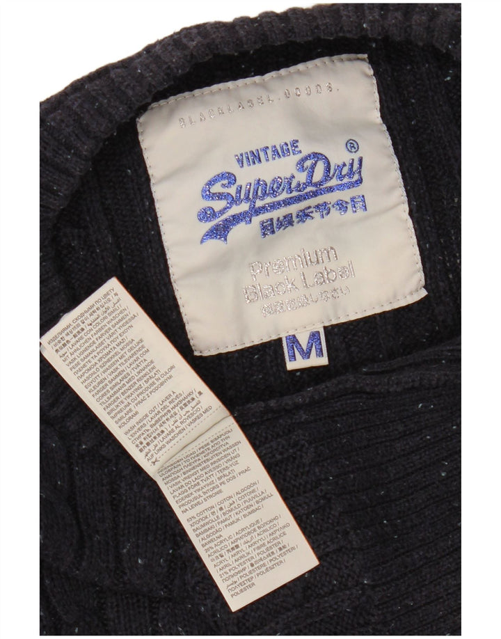 Pulover de damă SUPERDRY cu decolteu barcă UK 12 Bumbac bleumarin mediu