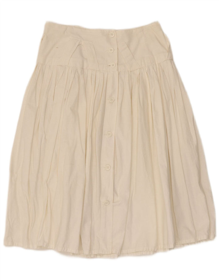 Fusta plisată Vintage pentru femei IT 44 Medium W28 Bumbac alb