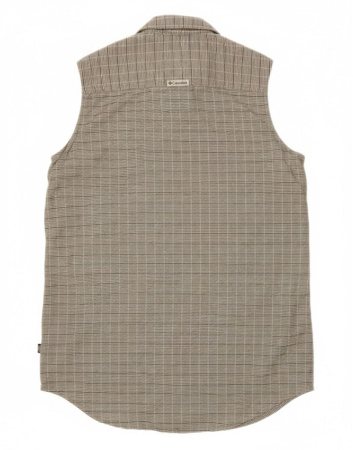 COLUMBIA Womens Sleeveless Shirt XS Grey Check Polyester