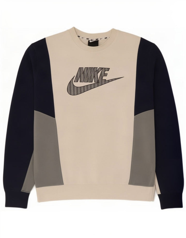 Haracă grafic pentru bărbați Nike Pulover mediu alb bumbac bloc de culoare