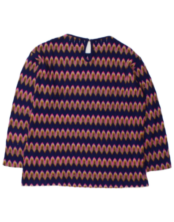 Bluză vintage cu mâneci lungi pentru femei UK 12 Medium Multicolore Chevron