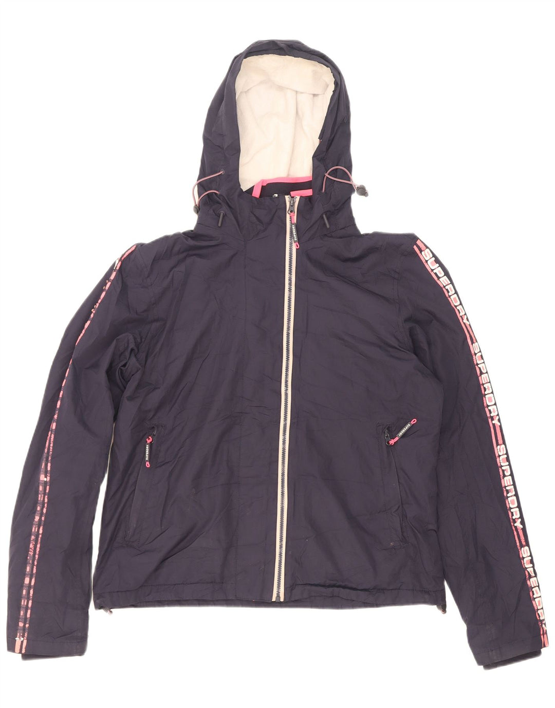 Jachetă Windbreaker cu grafică Superdry pentru femei UK 16, mare, bleumarin