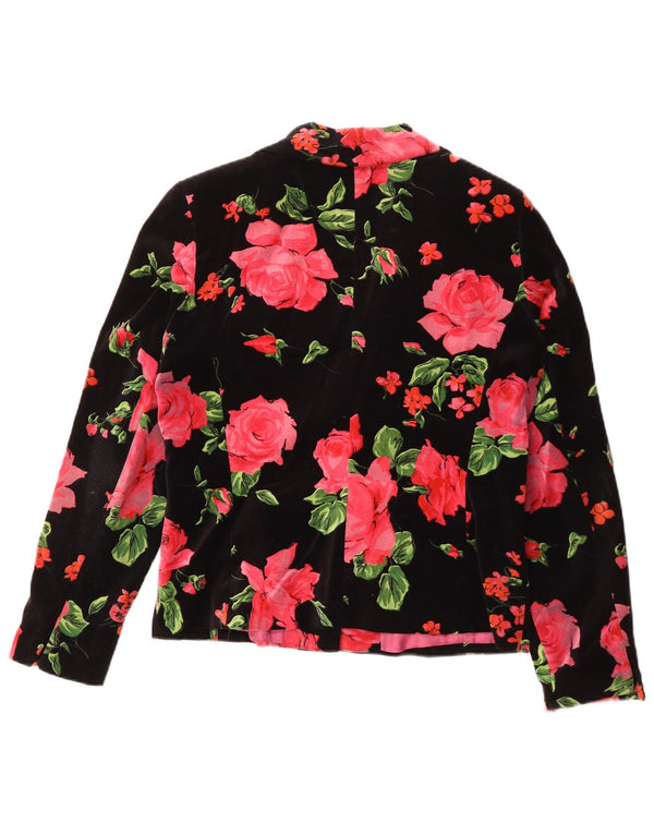 Jachetă pentru femei Madeleine din catifea cu 2 nasturi UK 14 Medium Negru Floral