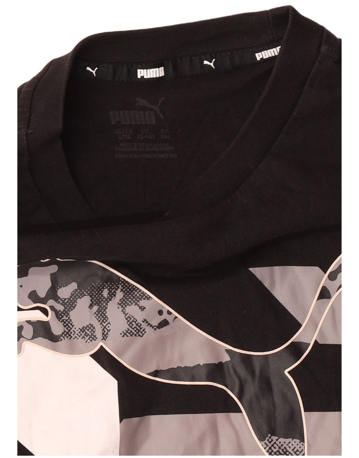 Puma Boys Graphic Top Maneca Lunga 13-14 Ani Negru