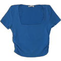 ZARA Womens Crop Blouse Top UK 12 Medium Blue Cotton Vintage Zara and Second-Hand Zara from Messina Hembry 
