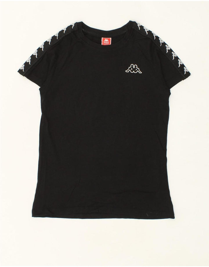 KAPPA Womens Graphic T-Shirt Top UK 12 Medium Black Cotton Vintage Kappa and Second-Hand Kappa from Messina Hembry 