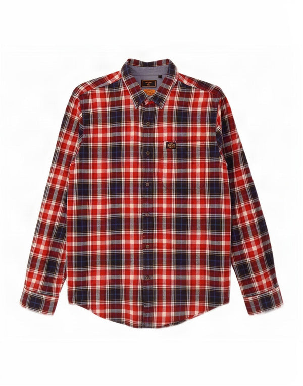 Cămașă de flanel pentru bărbați Superdry XL, bumbac cu carouri roșii