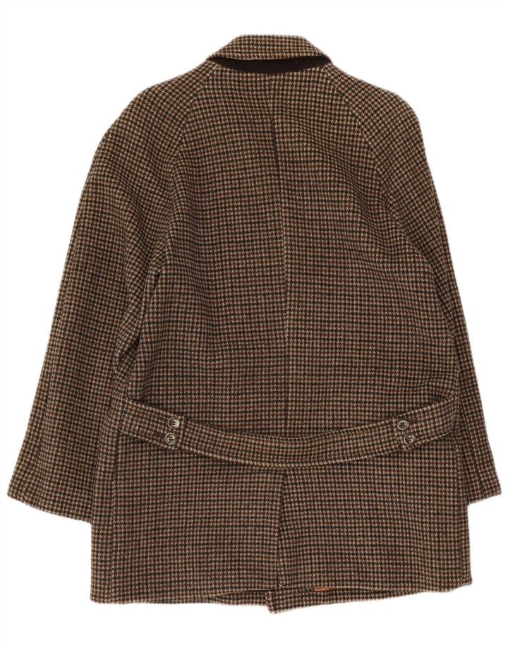 Pardesiu vintage pentru bărbați UK 36 mic maro Houndstooth