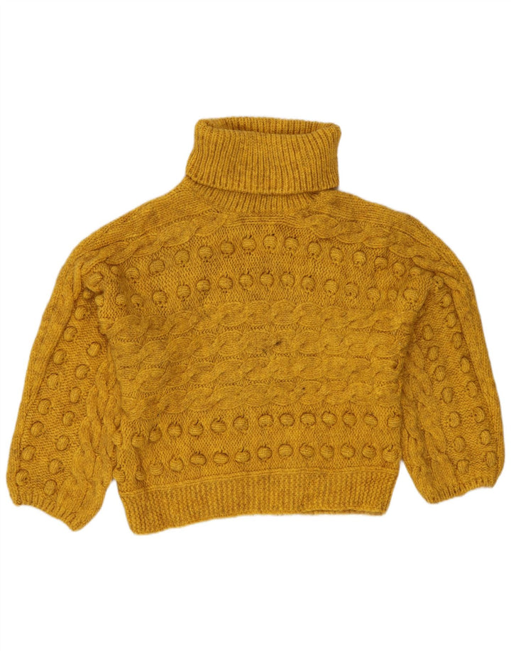 MARKS & SPENCER Pulover crop cu gât rulat pentru femei UK 10 Small Yellow