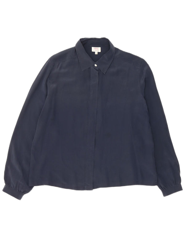 Bluză cămașă pentru femei cherie UK 18 XL Bleumarin Mătase