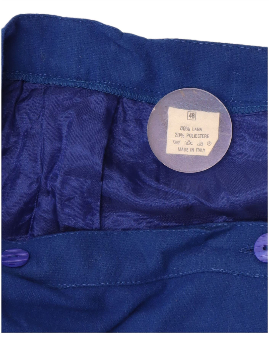 Fusta Wrap pentru femei Vintage IT 48 XL W38 Lână cu flori albastre