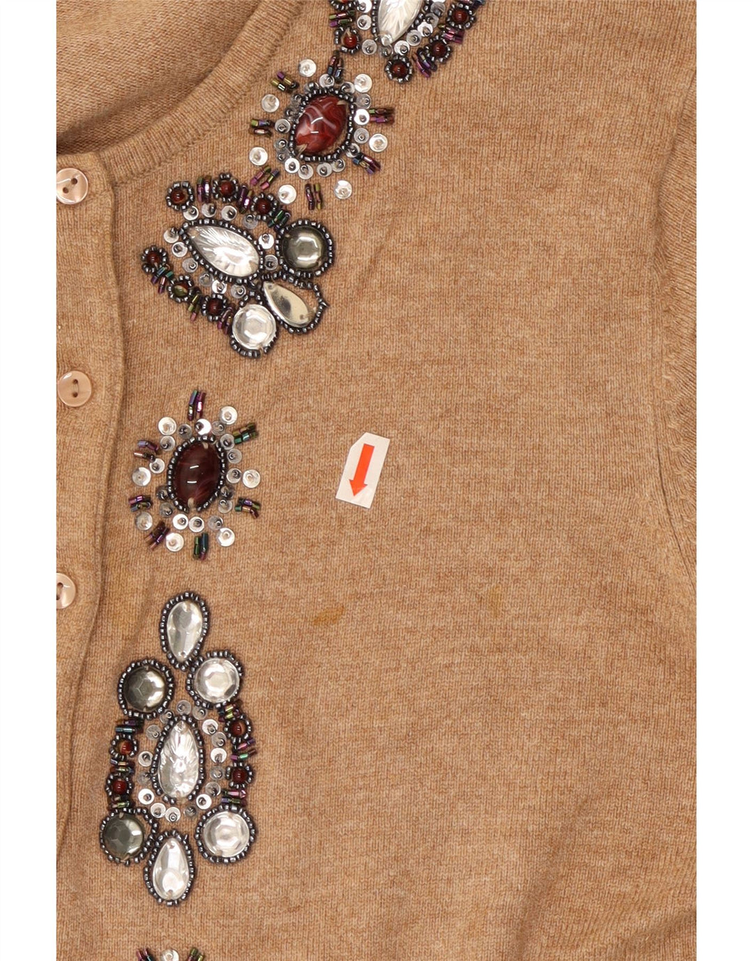 Pulover cardigan cu model abstract pentru femei Marks & Spencer UK 14 maro mediu