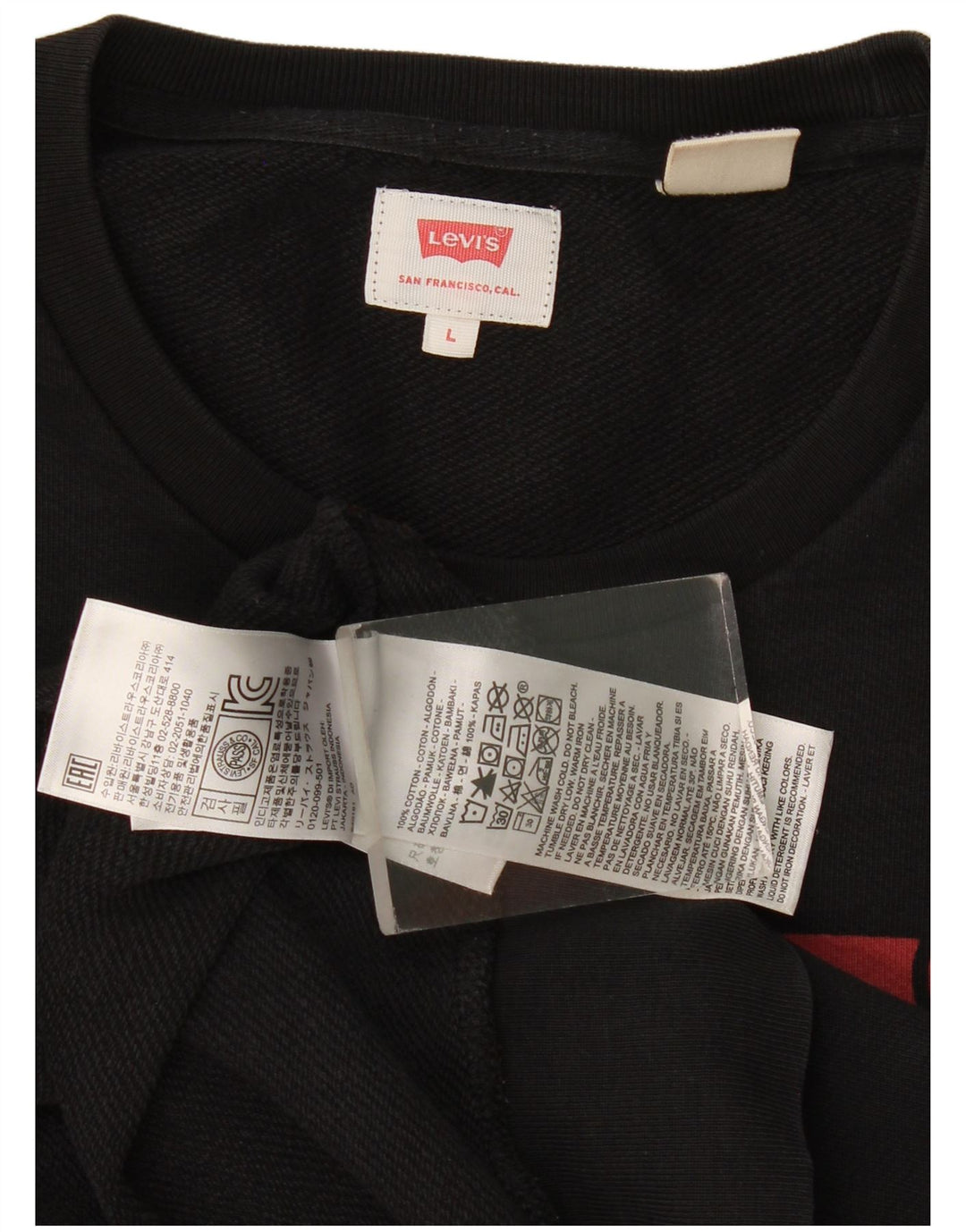 Levi's Pulover grafic pentru bărbați, bumbac mare, negru