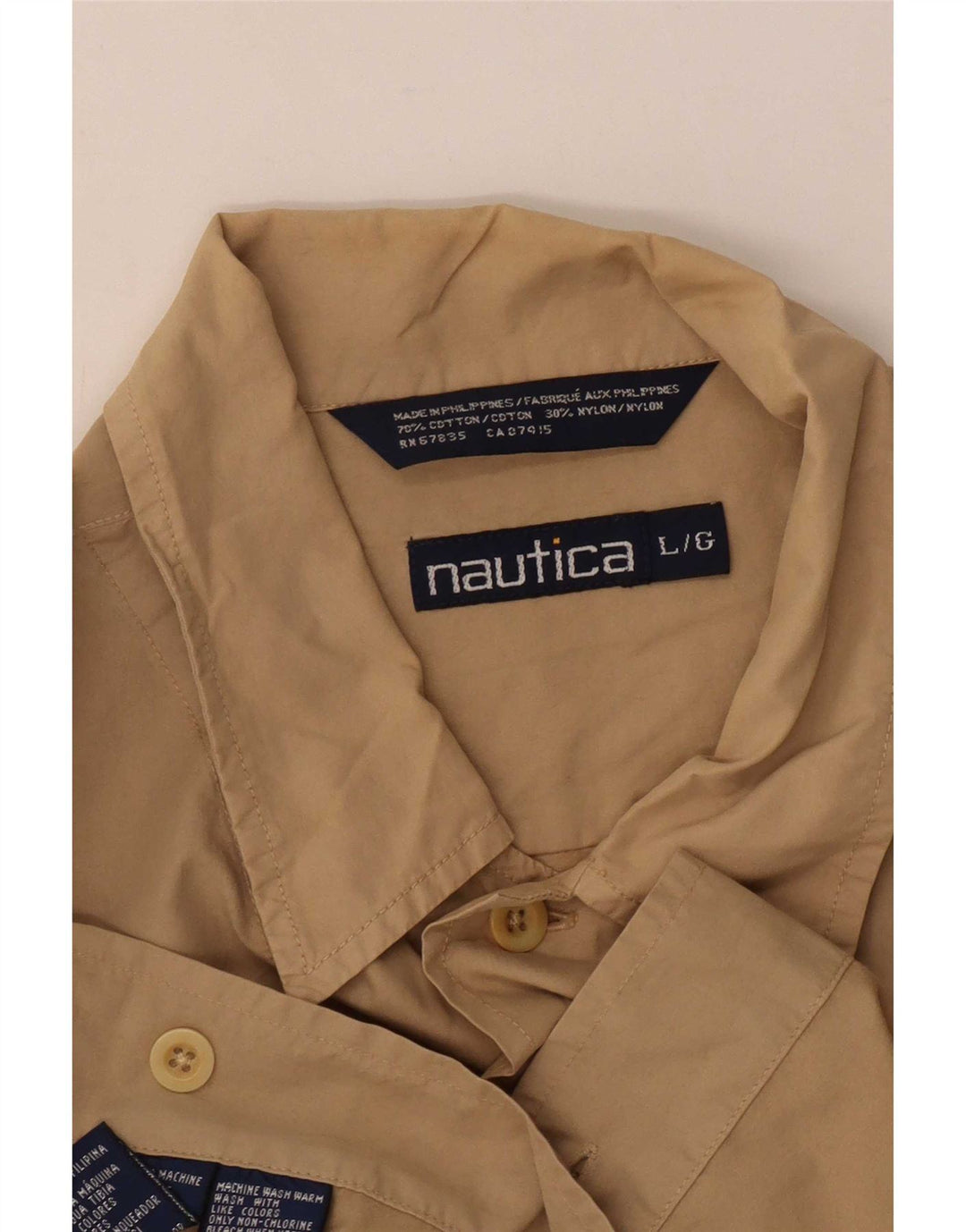 Cămașă Nautica pentru bărbați cu mânecă scurtă, mare, bej, bumbac