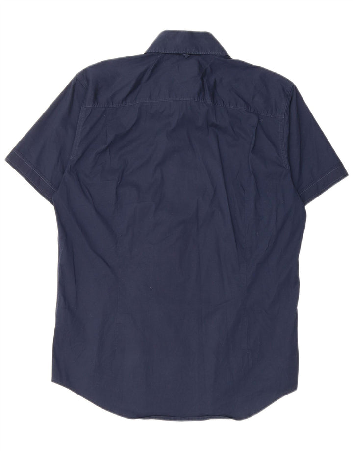 Cămașă cu mânecă scurtă pentru bărbați Tommy Hilfiger, bumbac mediu albastru bleumarin