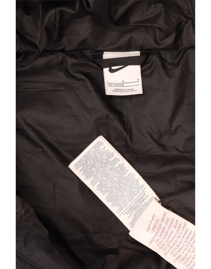 Jachetă căptușită cu glugă Nike pentru băieți 12-13 ani, mare, negru, poliester