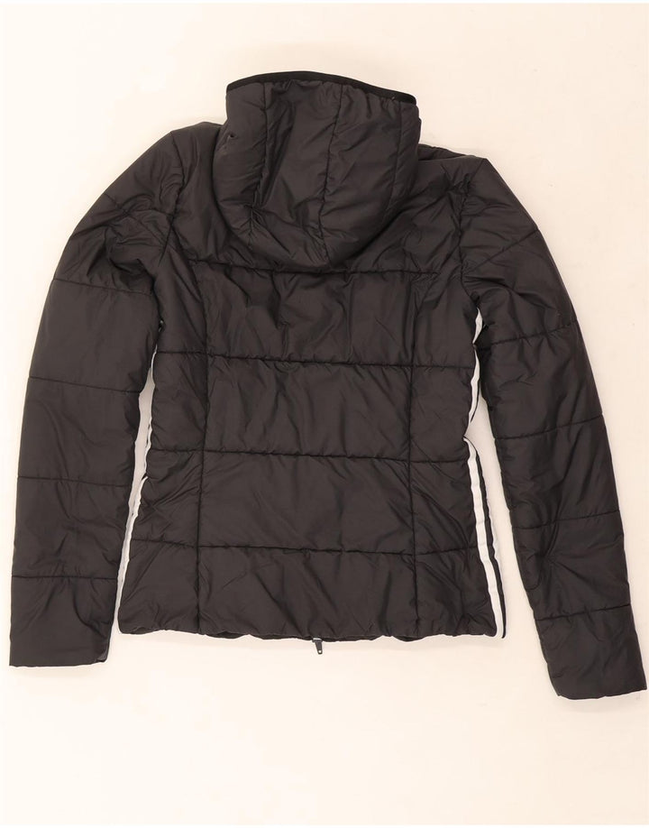 Jachetă căptușită cu glugă Adidas pentru femei UK 8 Poliester negru mic