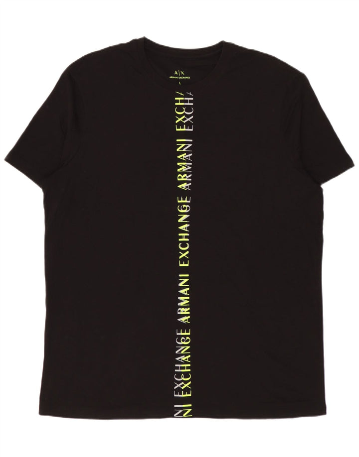 Armani Exchange tricou grafic pentru bărbați Top mare din bumbac negru