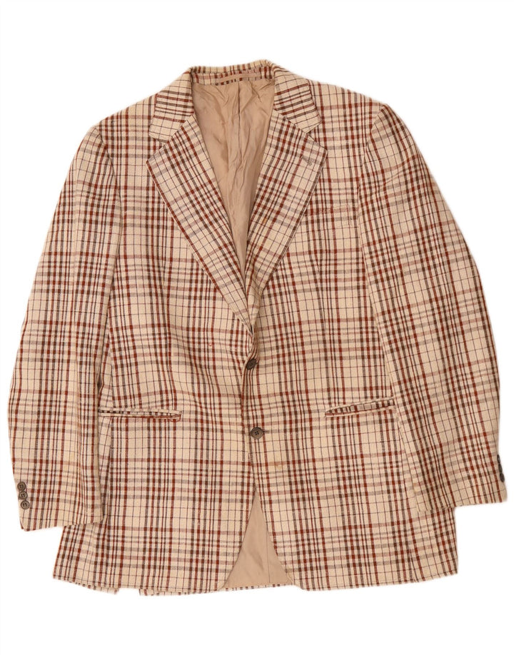 Blazer Vintage pentru bărbați cu 2 nasturi, UK 38 Medium Beige Check