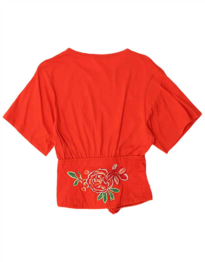 Bluză Crop Top Femei ZARA UK 8 Mic Portocaliu Floral
