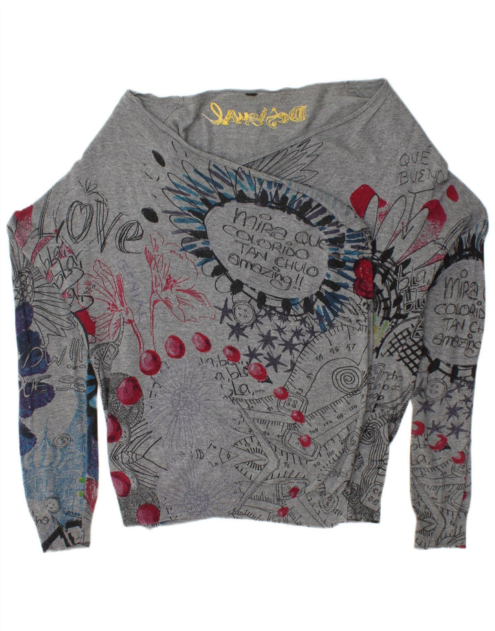 Pulover cardigan grafic pentru femei DESIGUAL UK 16 mare gri