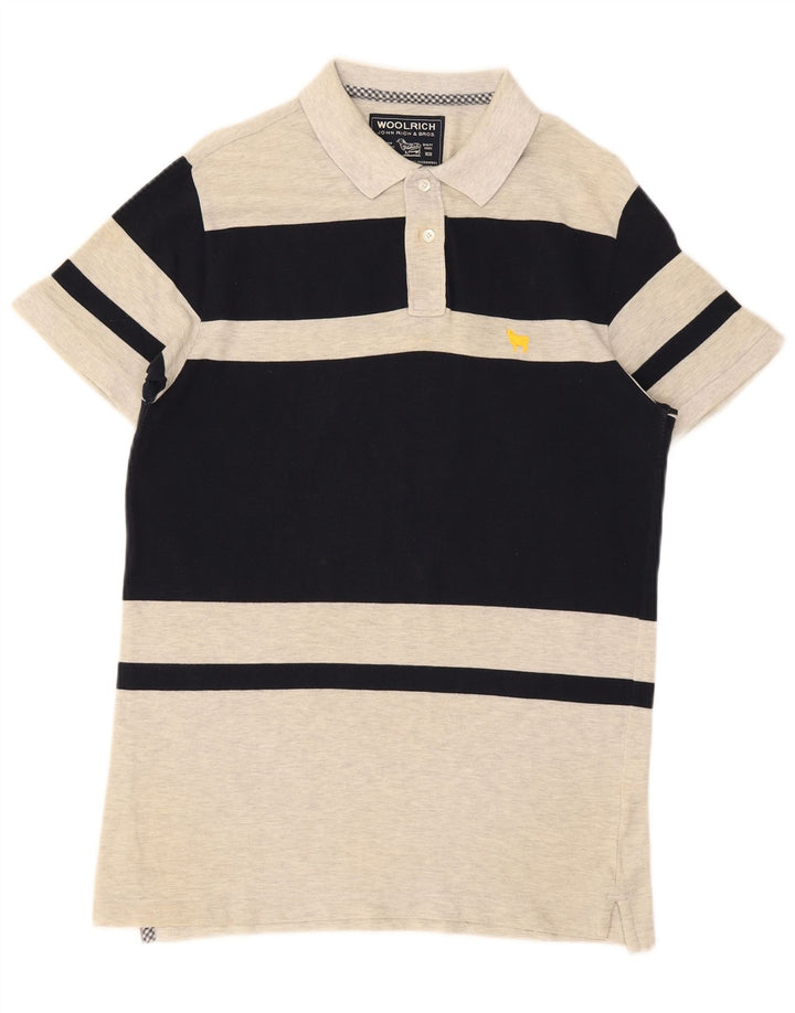 Tricou polo Woolrich pentru bărbați, bumbac color bloc, gri mediu