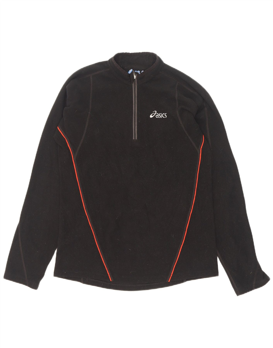 Pulover Asics pentru bărbați, cu fermoar și gât, poliester mic, negru