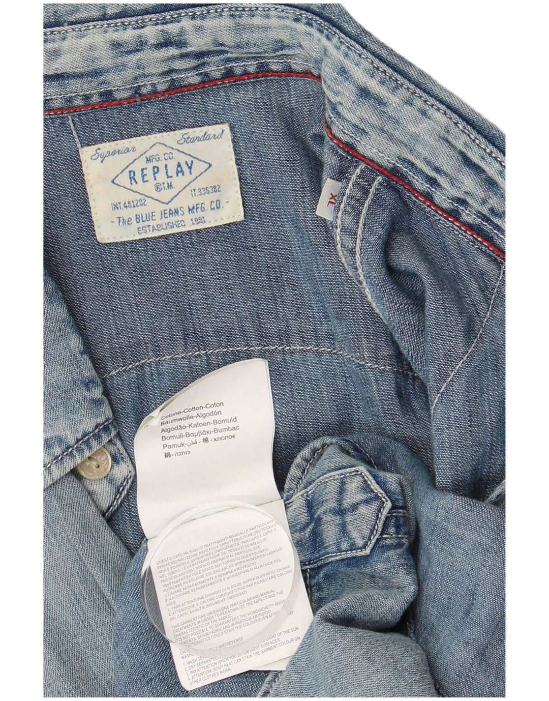 REPLAY Cămașă Denim Bărbați XL Bumbac Albastru